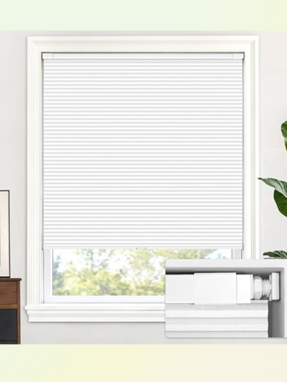 LazBlinds Cordless Blackout Cellular Shade No Drill 31”W x 48”H Silver White